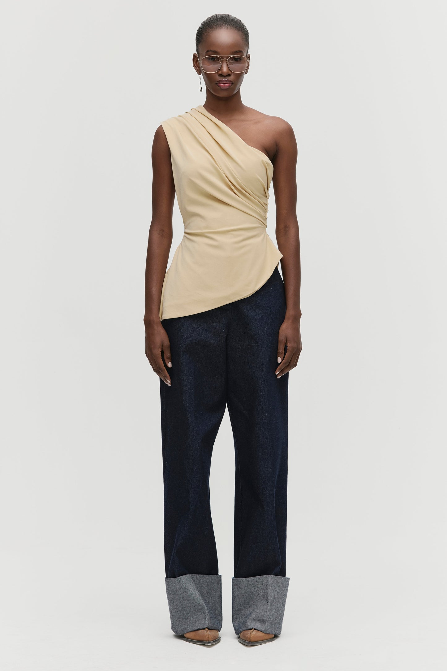 Latte Asimmetrico Peplum Top
