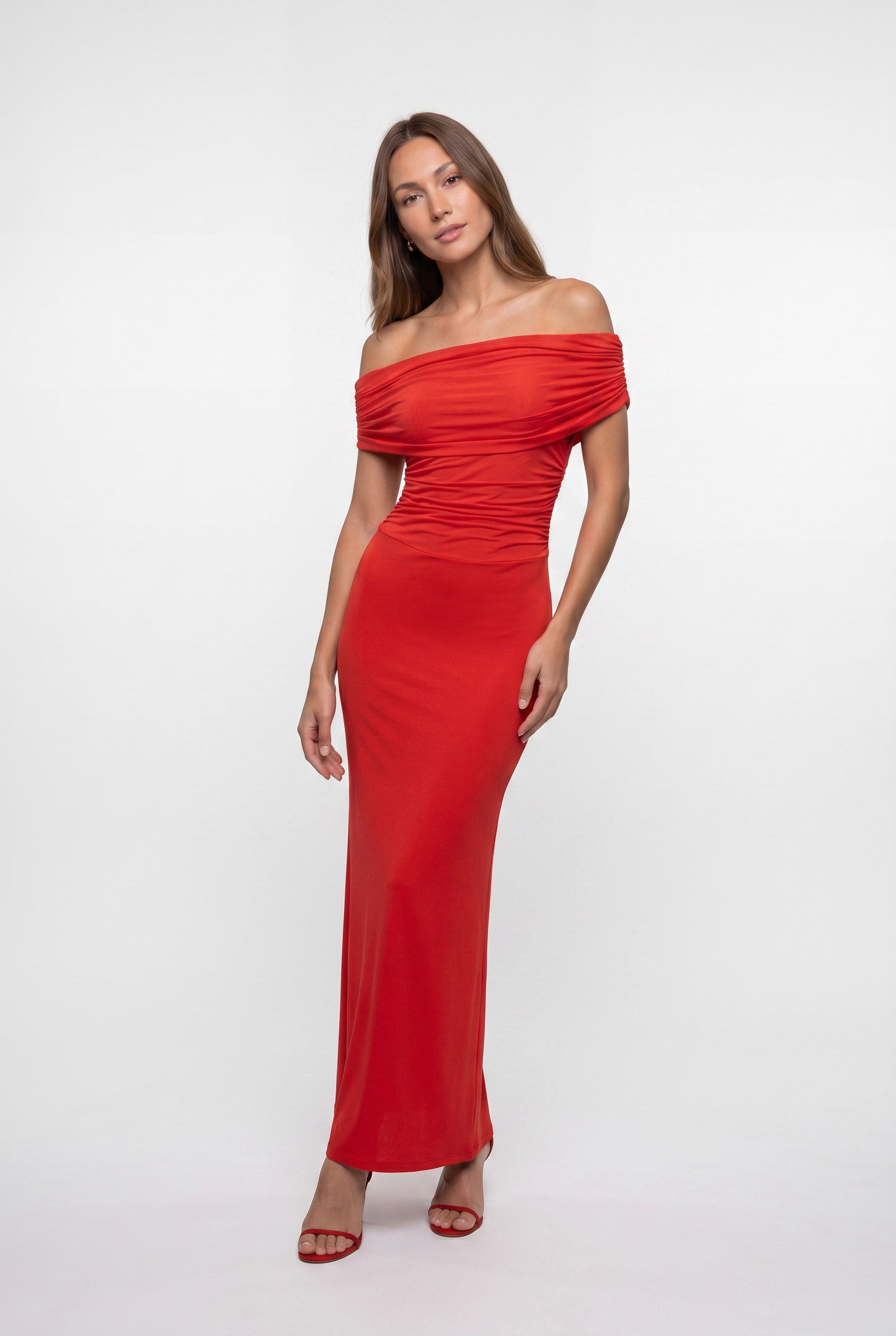 Abito Maxi con Corpetto Drappeggiato