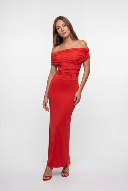 Abito Maxi con Corpetto Drappeggiato