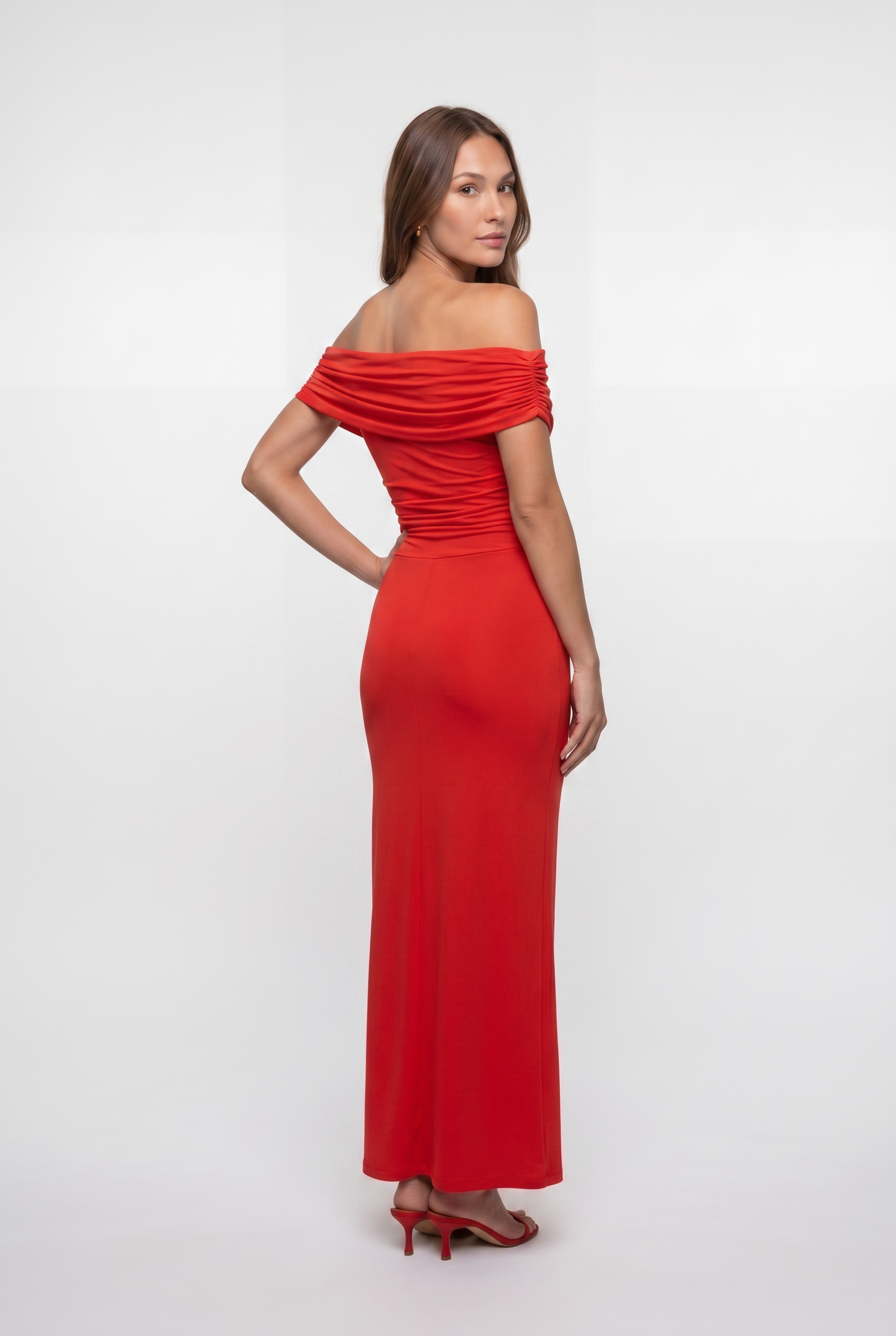 Abito Maxi con Corpetto Drappeggiato