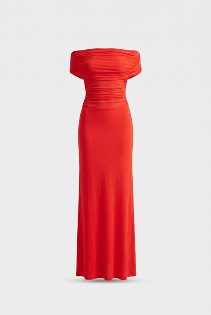 Abito Maxi con Corpetto Drappeggiato