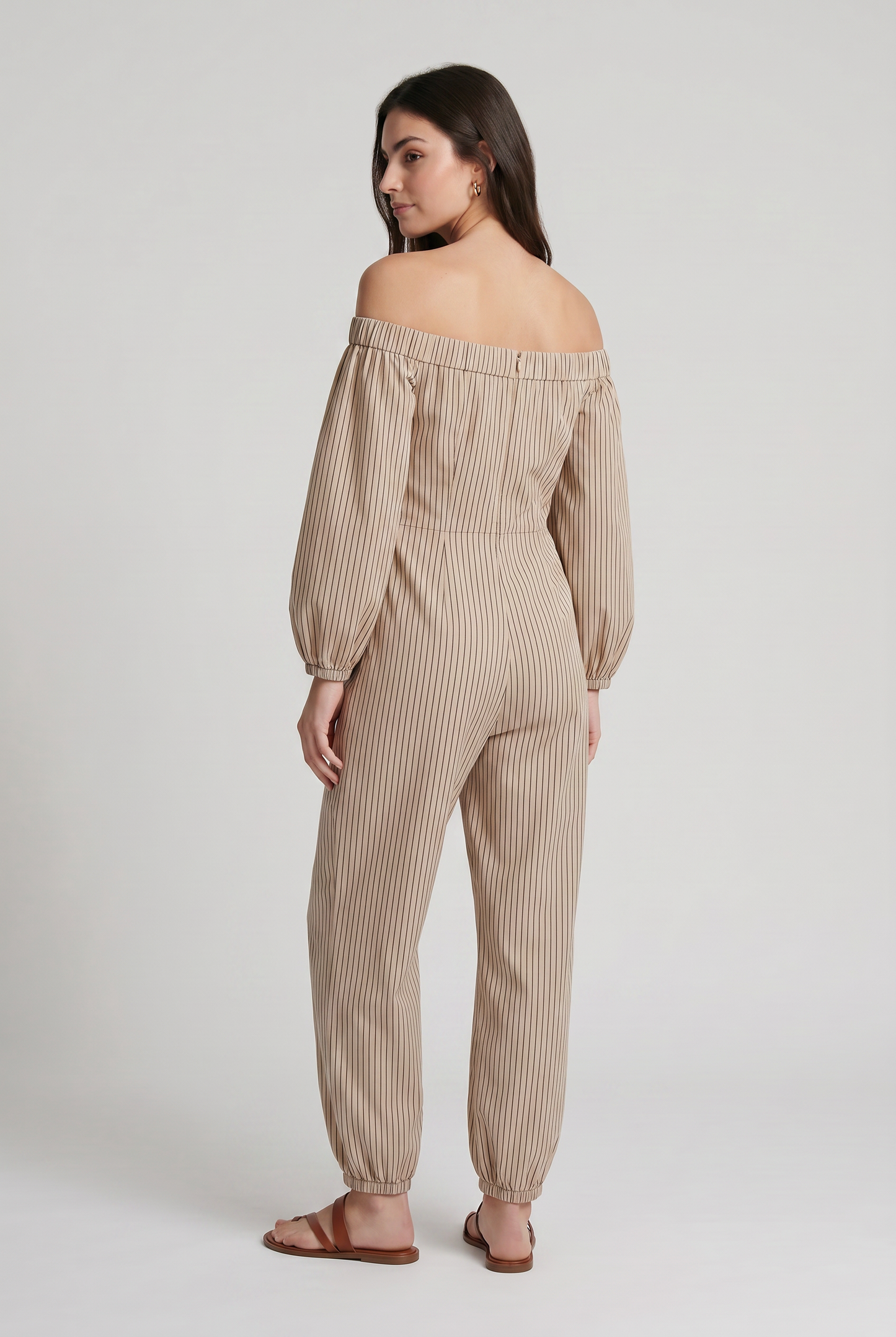 Abito Maxi a Righe Spalle Scoperte