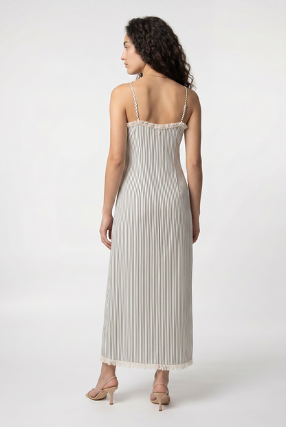 Abito Maxi con Bordi Sfrangiat