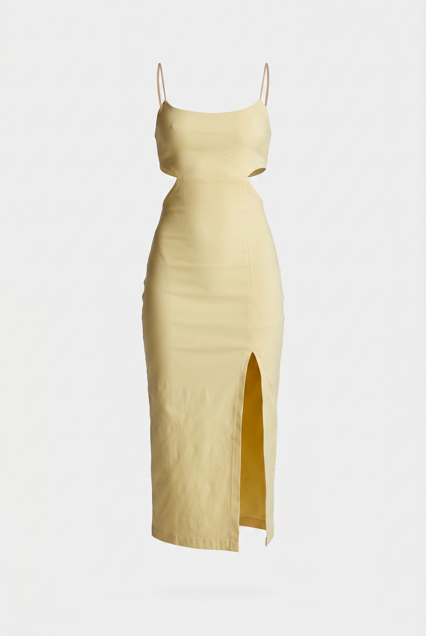 Marilynn | Cami Strap With Cut Out Detail Midaxi Dress - Lemon