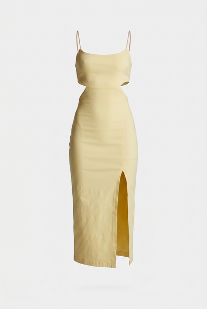 Marilynn | Cami Strap With Cut Out Detail Midaxi Dress - Lemon