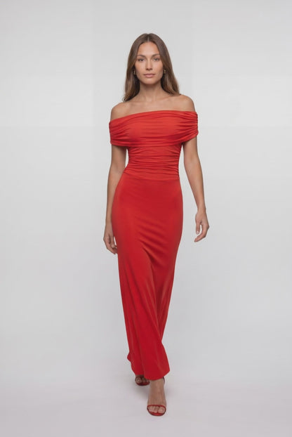 Abito Maxi con Corpetto Drappeggiato