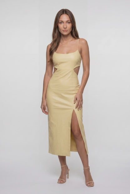 Marilynn | Cami Strap With Cut Out Detail Midaxi Dress - Lemon